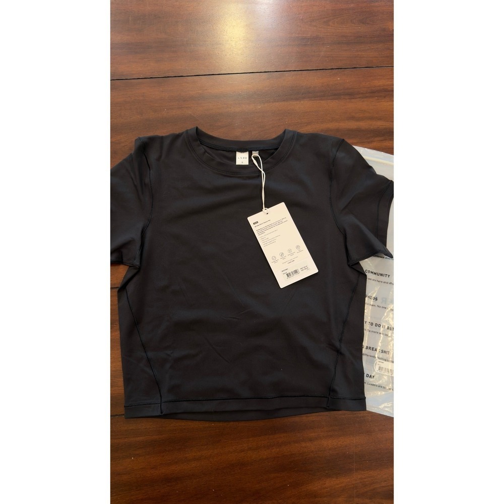 LSKD All Day Short Sleeve Tee Black Womens Athletic Top Womens Small NWT NEW